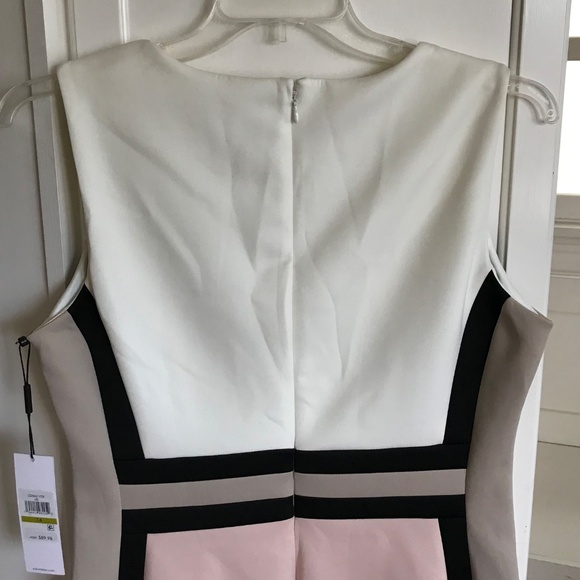 CALVIN KLEIN Colorblock Scuba Bodycon Dress Pink Cream NWT Women’s Plus Size 14 - Picture 8 of 16